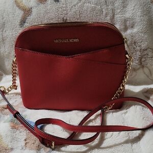 Michael Kors Red Crossbody Bag with Gold Accents